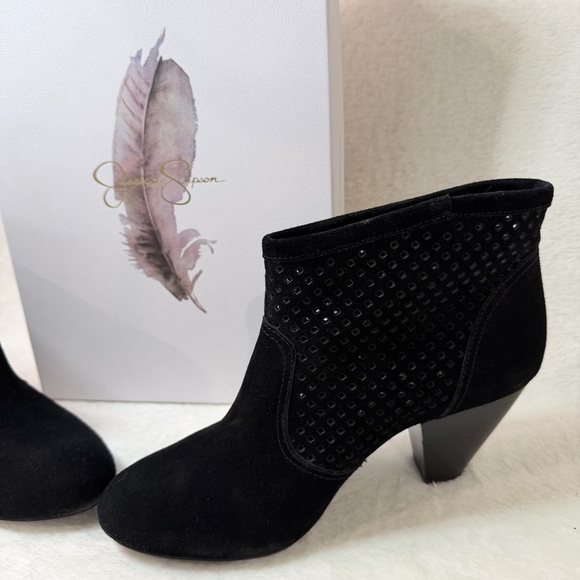 Women's Ankle Boots JESSICA SIMPSON Black Split Suede Style JS-ORSONA 3" Heel 10 - Picture 4 of 10